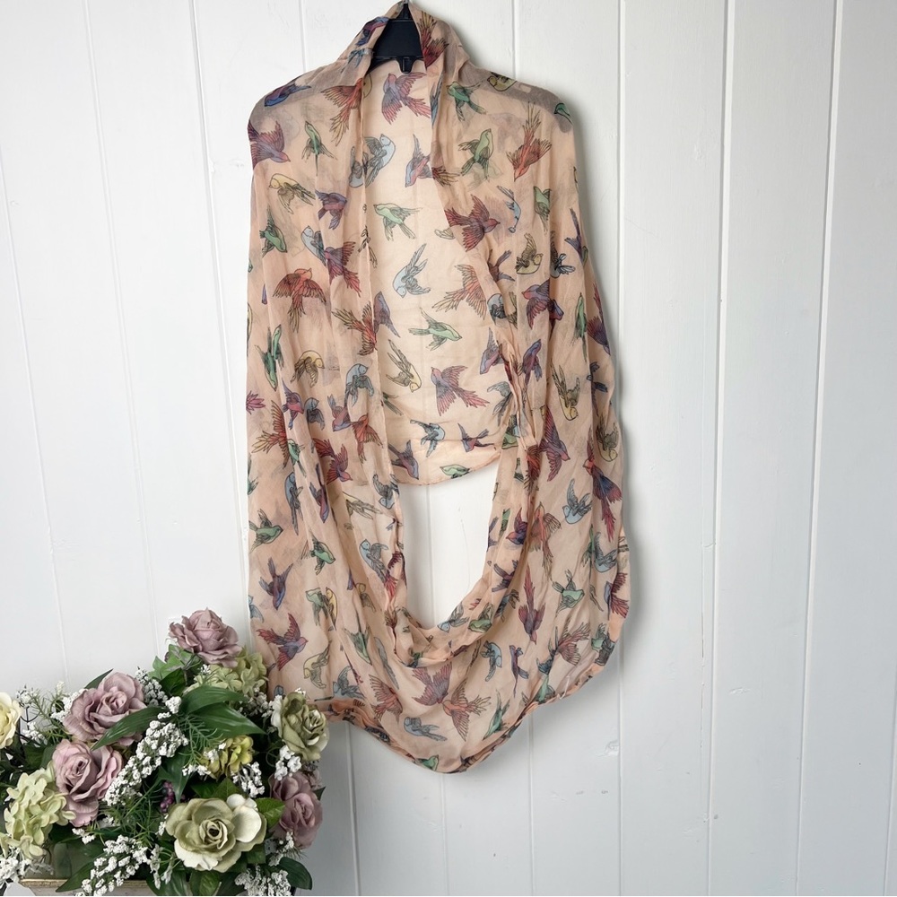 Vintage Flying Birds Infinity Scarf/ Shawl